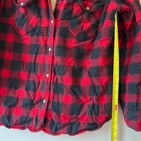JACHS Girlfriend Buffalo Plaid Sherpa Flannel Jacket M Medium Cozy Cotton Lined - Picture 8 of 10